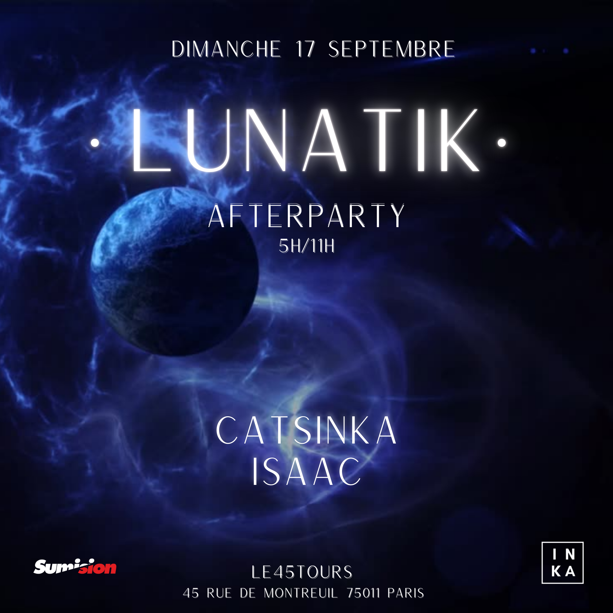 · LUNATIK · 'AFTERPARTY' W/ CATSINKA, ISAAC - フライヤー表
