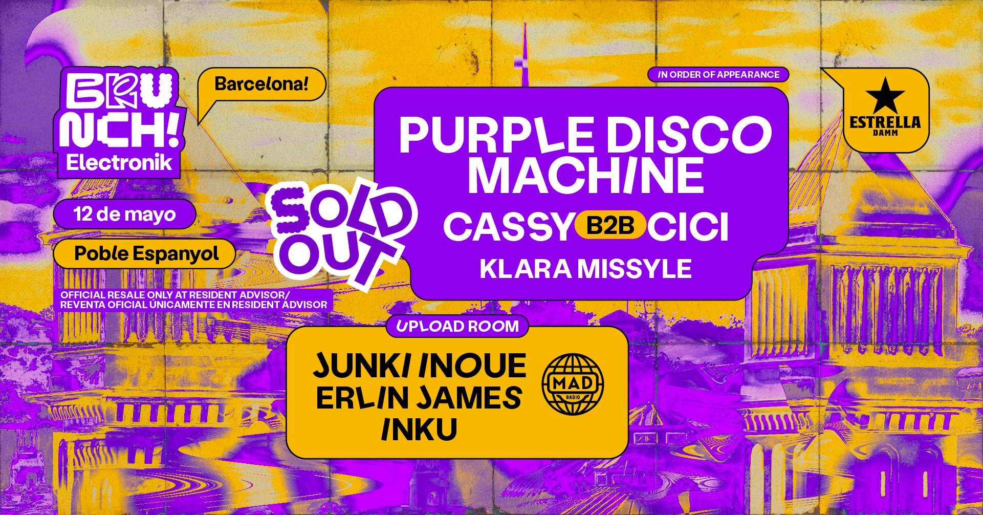 *SOLD OUT* Brunch Electronik Barcelona #7: Purple Disco Machine, Cassy b2b Cici y más - フライヤー裏