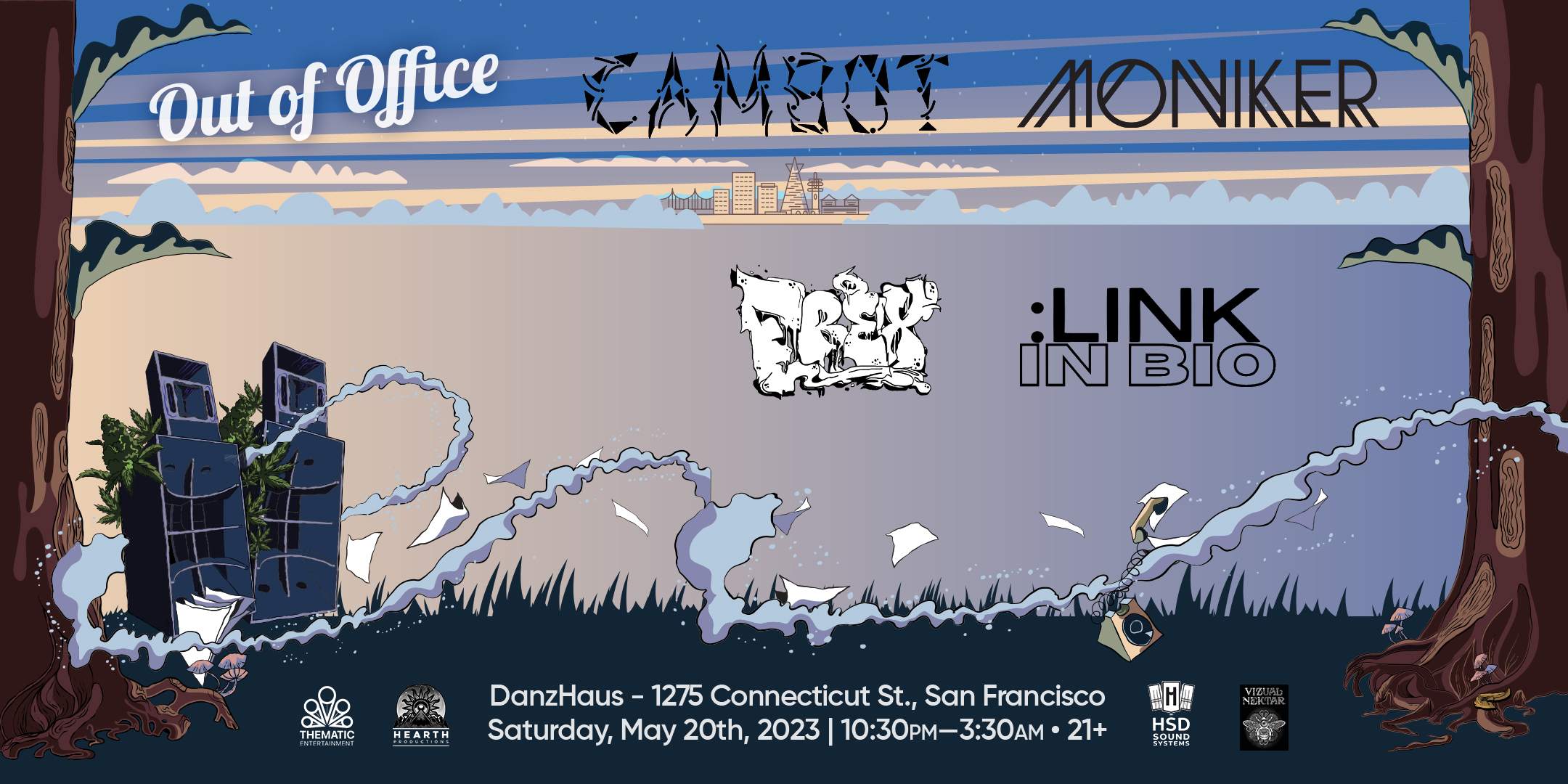 Out of Office #08: Cambot, Moniker, Frex, LinkInBio - フライヤー表