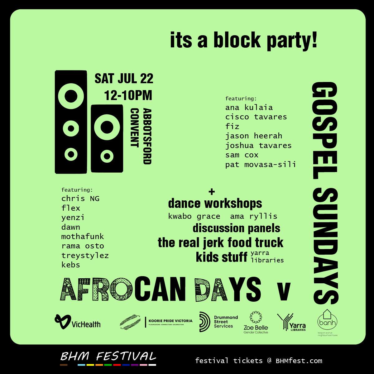 BHM Block Party - Afrocan Days v Gospel Sundays - Página frontal