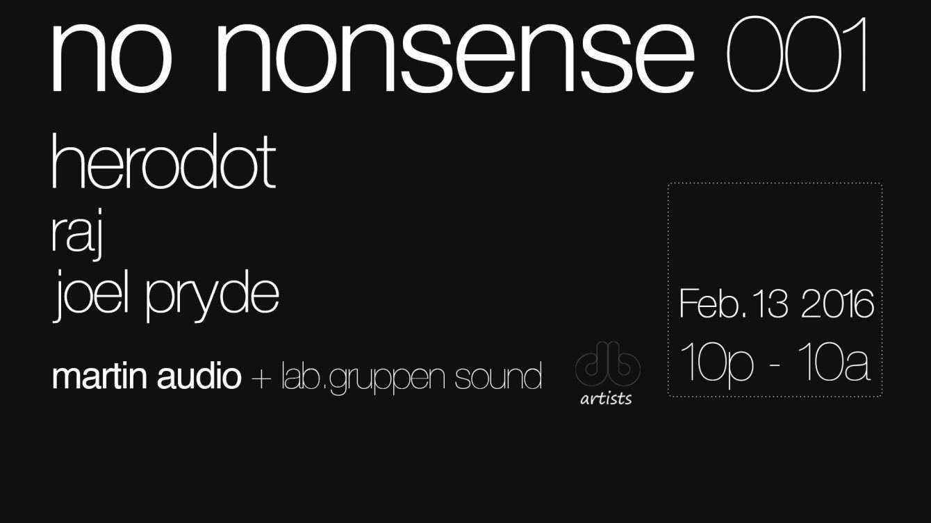 No Nonsense 001: Herodot, Raj, Joel Pryde - フライヤー表