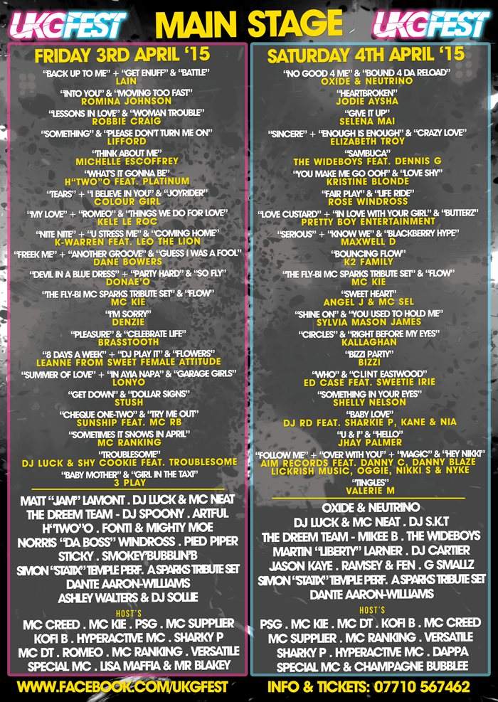 UKG Fest - The Indoor UK Garage Festival - フライヤー裏