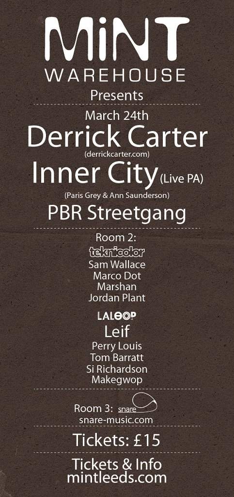 Mint Warehouse presents Derrick Carter - Inner City (Live) - Pbr Streetgang - Página frontal