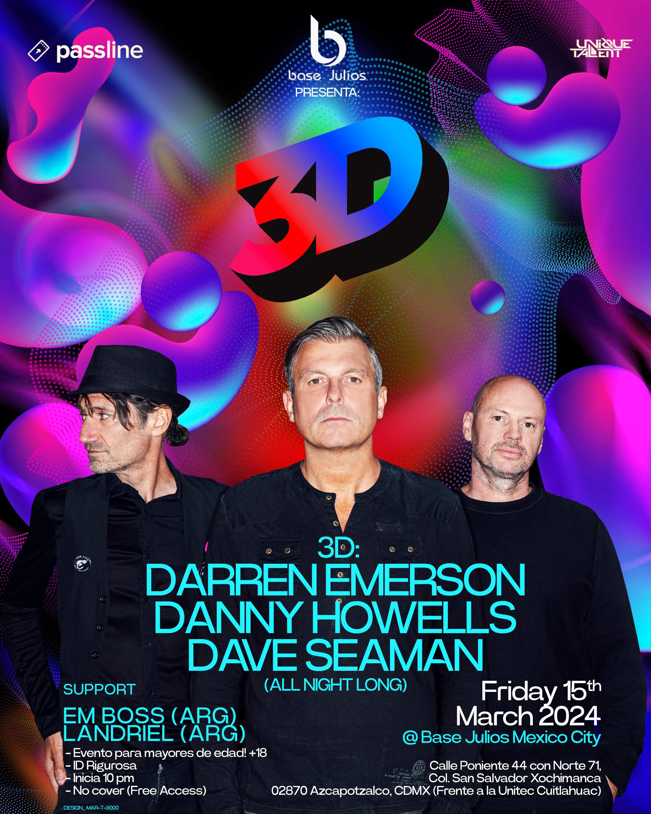 Danny Howells + Dave Seaman + Darren Emerson [3D All night long] #CDMX - Página frontal