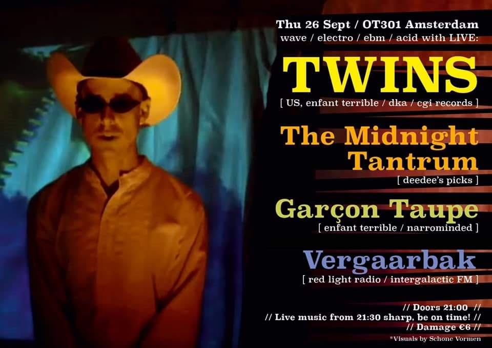 Twins / Garçon Taupe / The Midnight Tantrum / Vergaarbak - フライヤー表