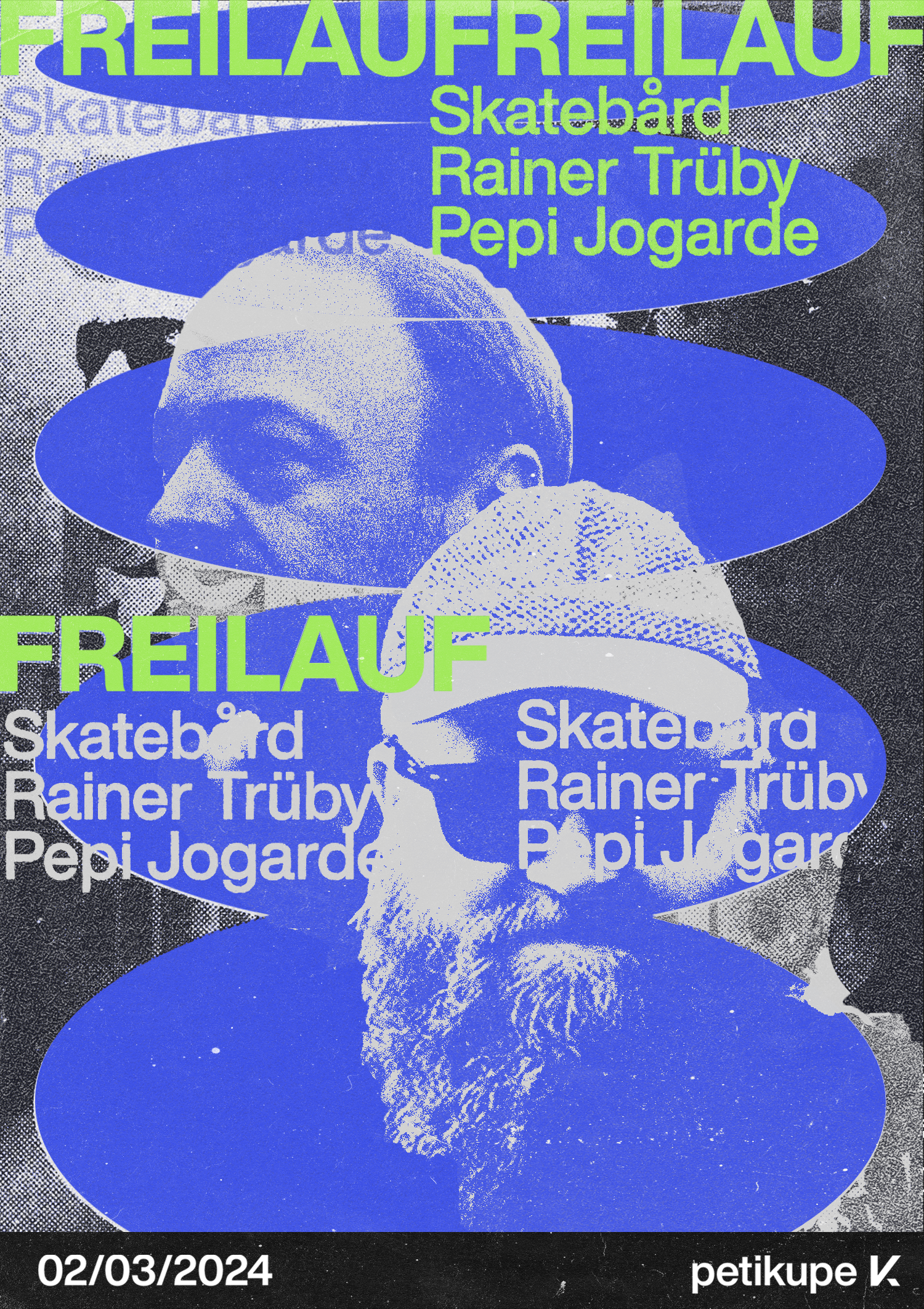 Freilauf with Skatebård, Rainer Trüby, Pepi - フライヤー表