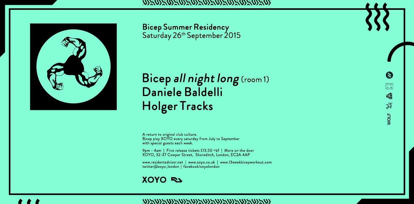 Bicep All Night Long + Room 2: Daniele Baldelli + Holger Tracks - フライヤー表