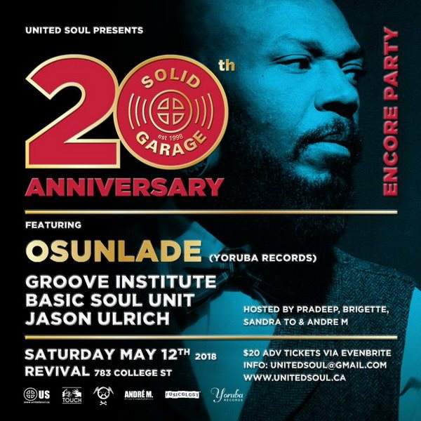 Solid Garage 20 Year Party with Osunlade - フライヤー表