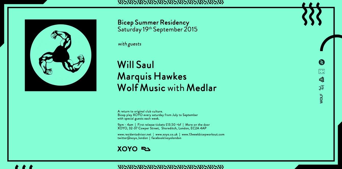 Bicep + Will Saul + Marquis Hawkes + Room 2: Wolf Music with Medlar - フライヤー表