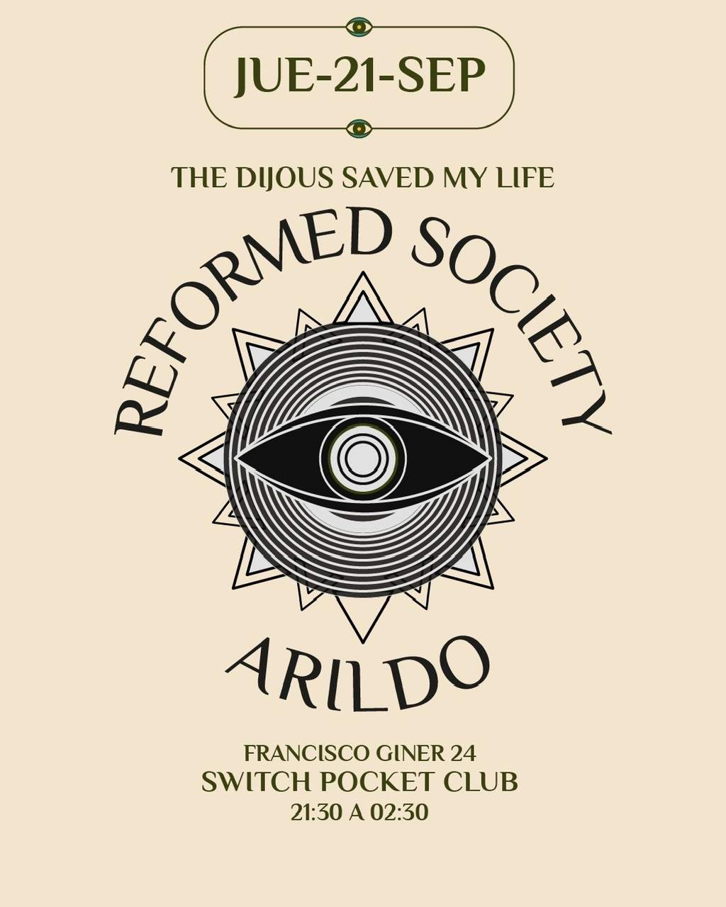 The Dijous Saved My Life: Reformed Society, Arildo - フライヤー表