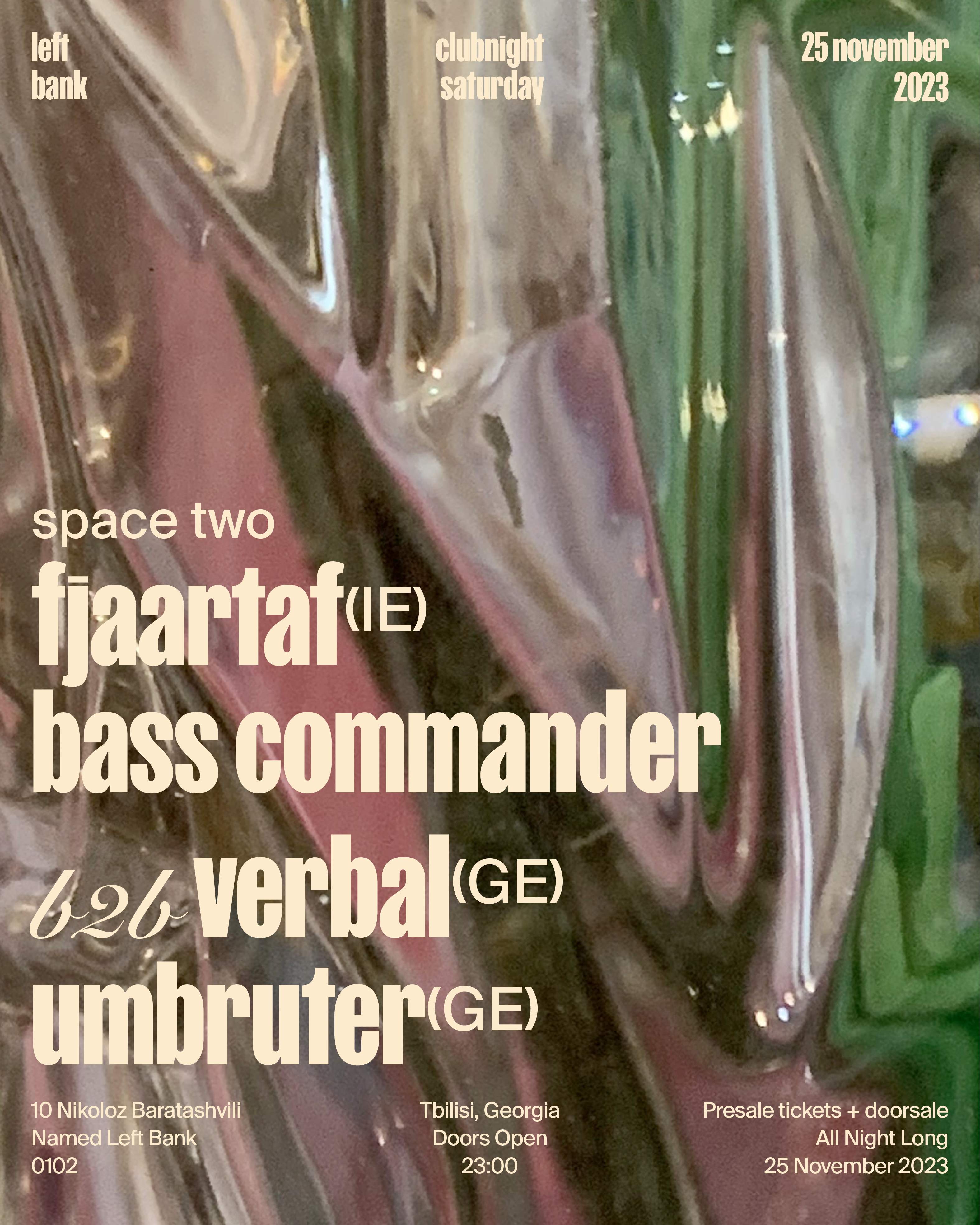 Left Bank Clubnight: Verbal b2b Bass Commander ✦ fjaartaf ✦ Umbruter - フライヤー表
