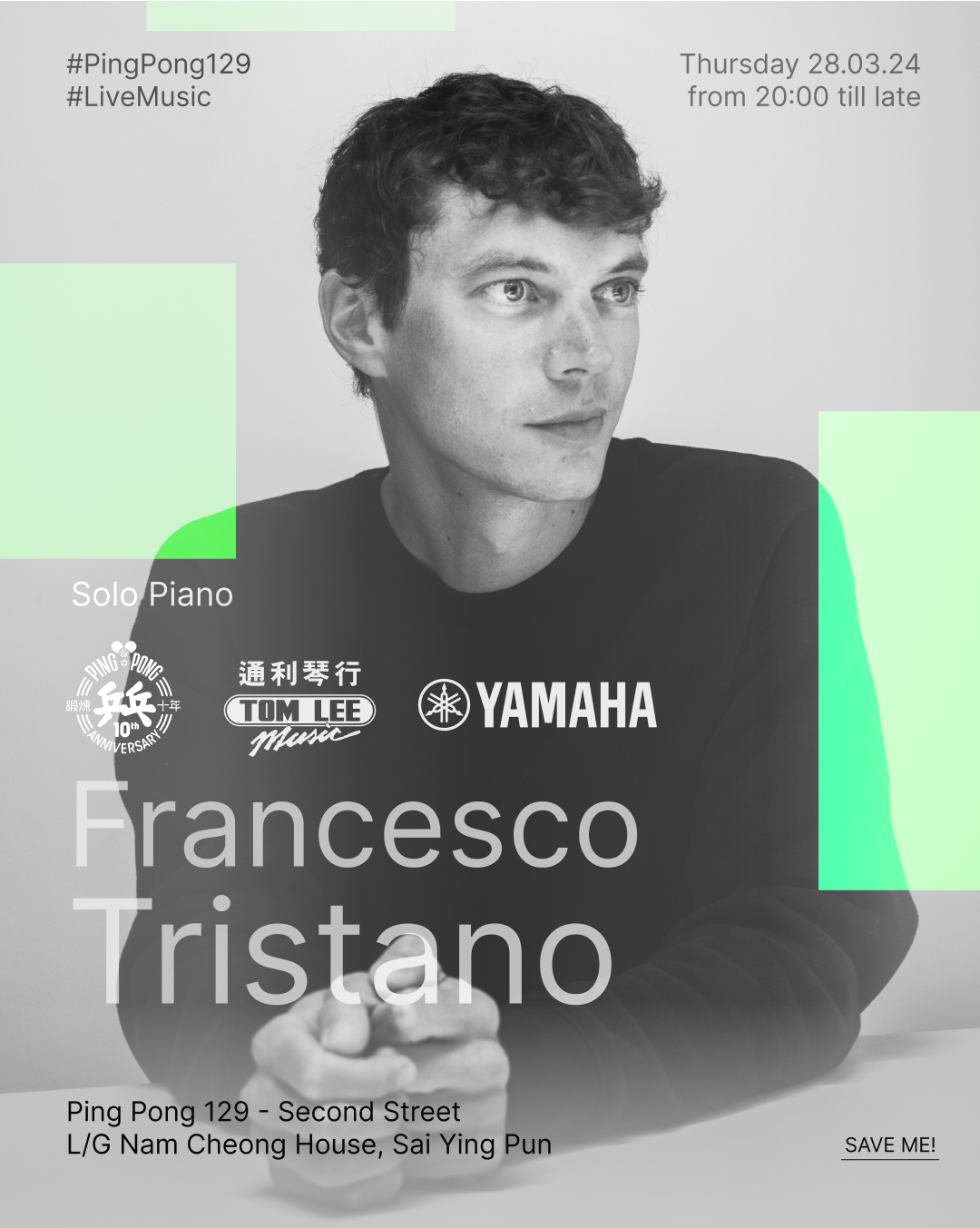 Francesco Tristano - 10 Years of Ping Pong 129 - フライヤー表