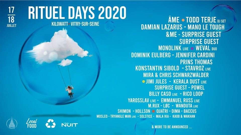 [POSTPONED] Rituel Days 2020: Ame, Todd Terje, &ME, Mano le Tough, Damian Lazarus, Dominik Eulberg ... - フライヤー表
