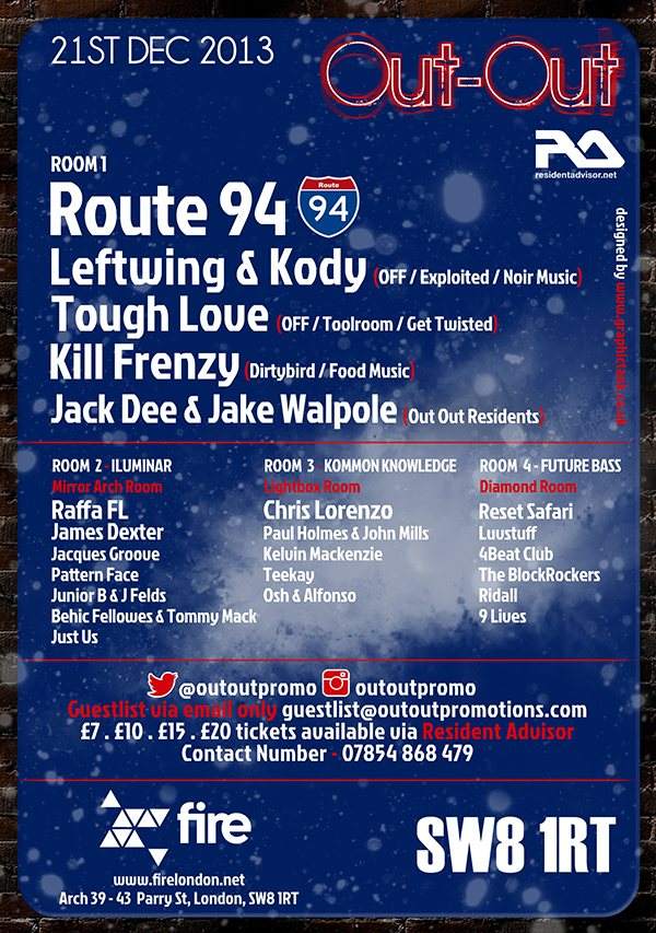 Outout presents Route94, Leftwing & Kody, Tough Love, Kill Frenzy ...