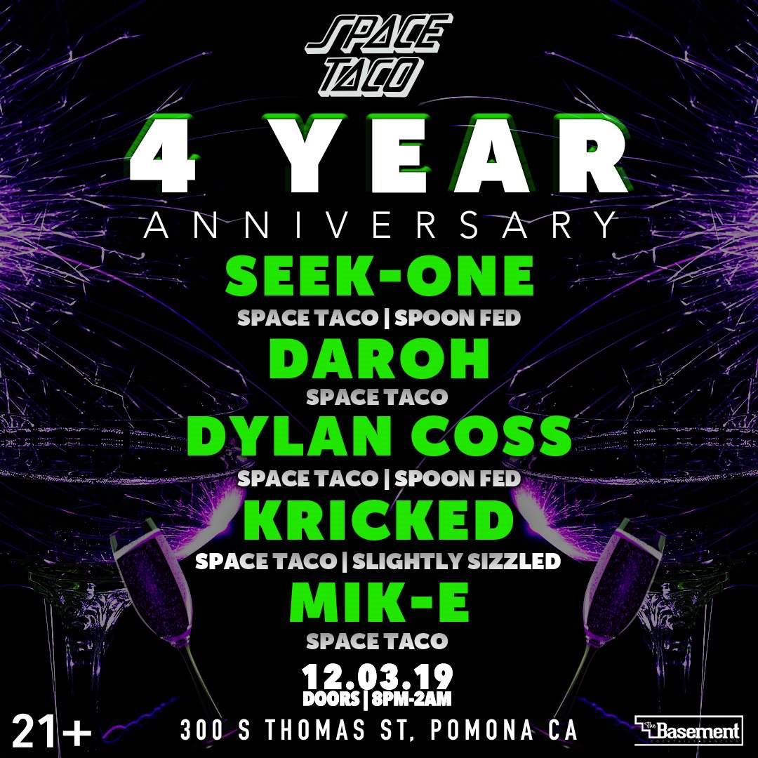 Space Taco House Tuesdays 4 Year Anniversary - フライヤー表