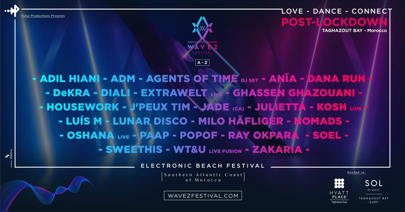[POSTPONED] Wavez 2020 [POST-LOCKDOWN] - Electronic Beach Festival - フライヤー表