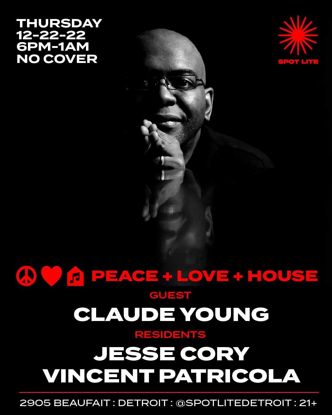 PEACE + LOVE + HOUSE PRESENTS: Claude Young / Jesse Cory / Vincent Patricola - Página frontal