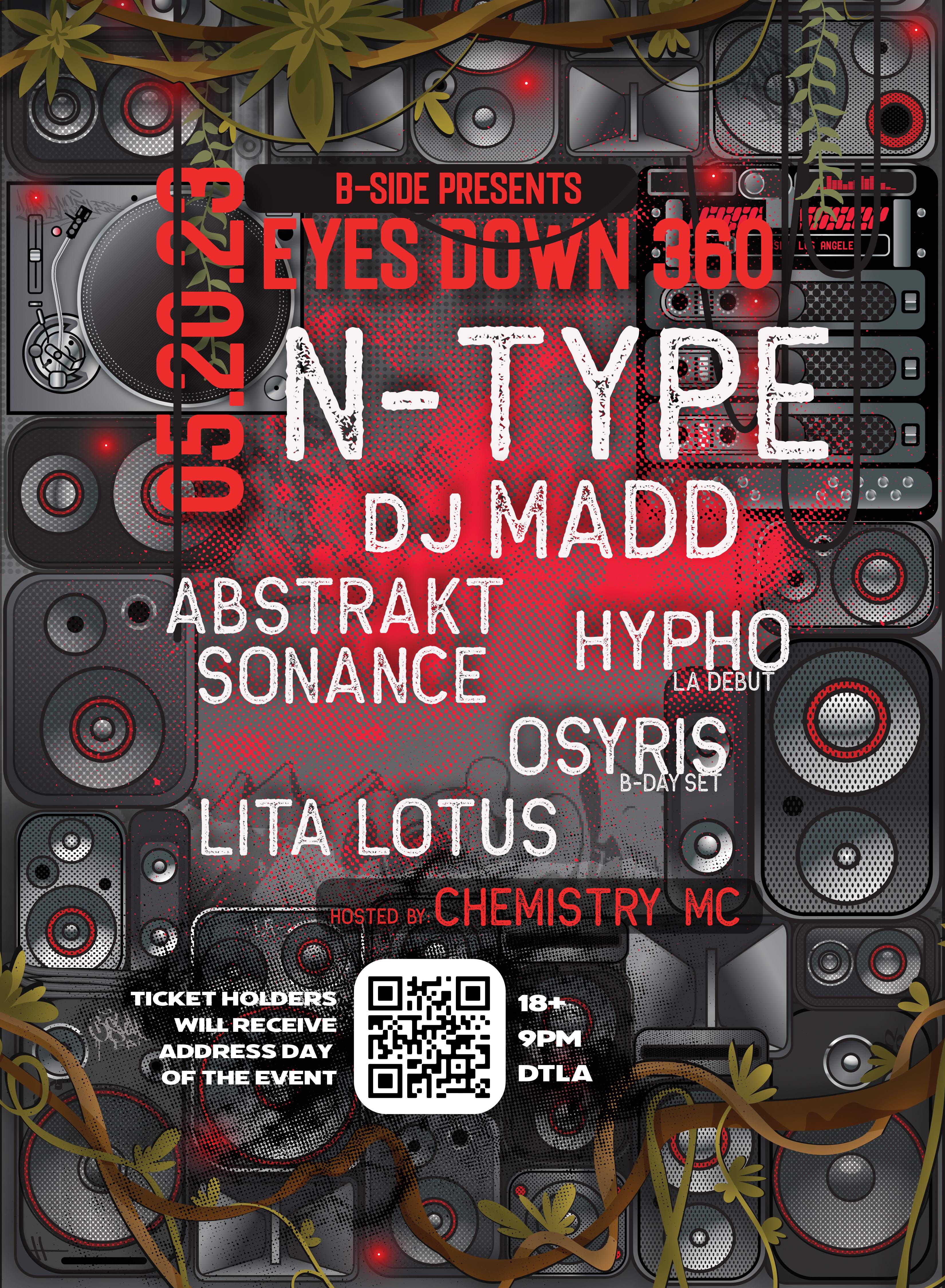 B-Side presents Eyes Down 360 ft N-Type, DJ Madd, Abstrakt Sonance, Hypho  - Página frontal