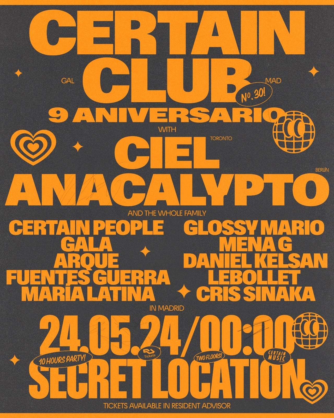 9 Años de Certain Club presenta Ciel  & Anacalypto  - Página frontal