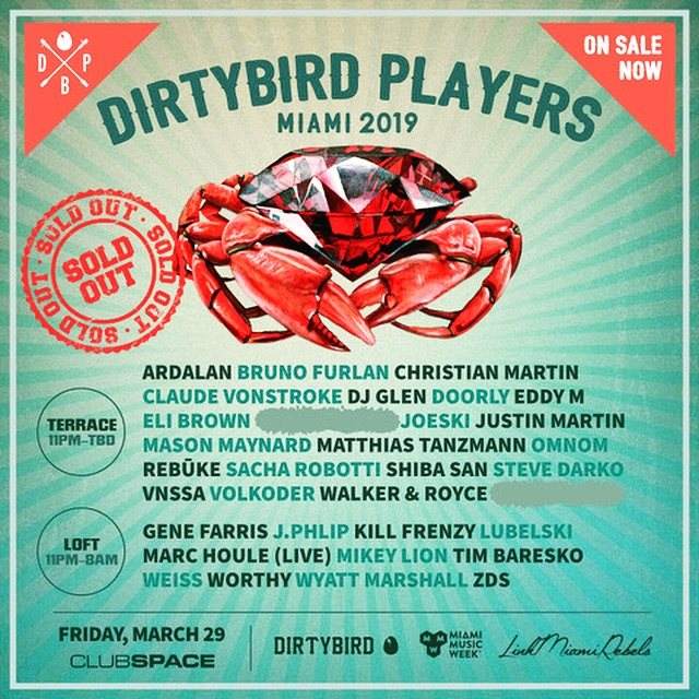 Dirtybird Players Miami - MMW 2019 - フライヤー表