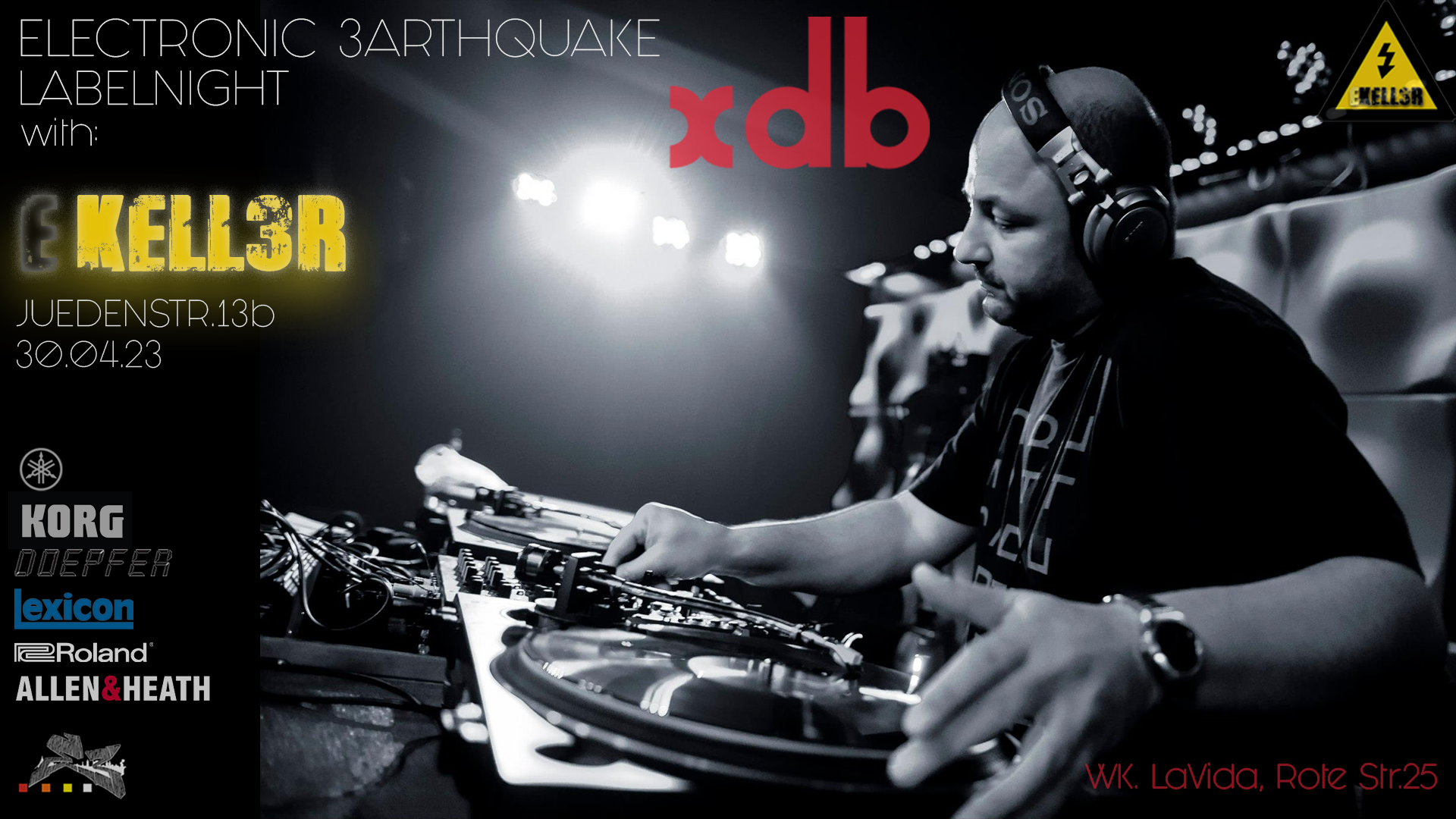 Electronic Earthquake Labelnight with XDB - フライヤー表