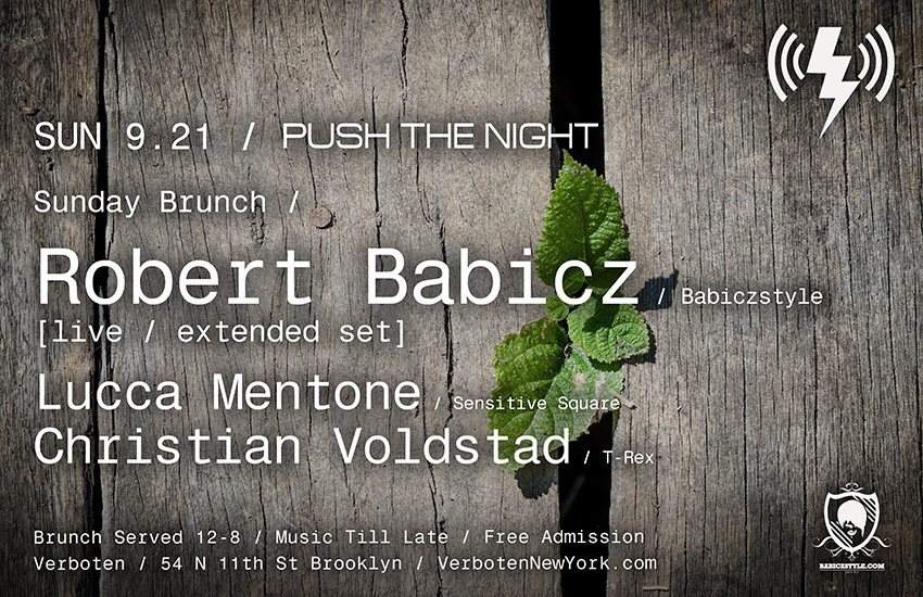 Sunday Brunch with Push The Night: Robert Babicz [live] / Lucca Mentone / Christian Voldstad - Página frontal