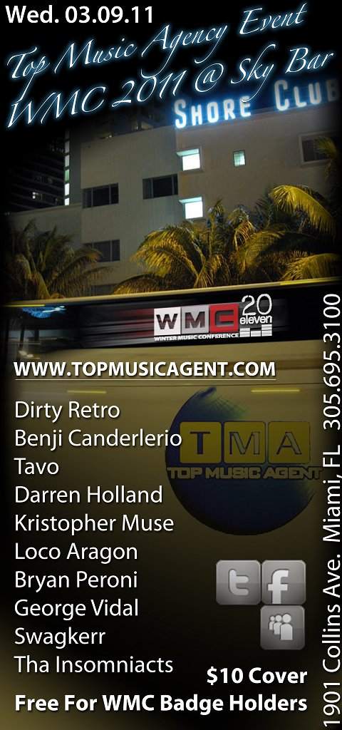 Top Music Agency Wmc Event 2011 - フライヤー表
