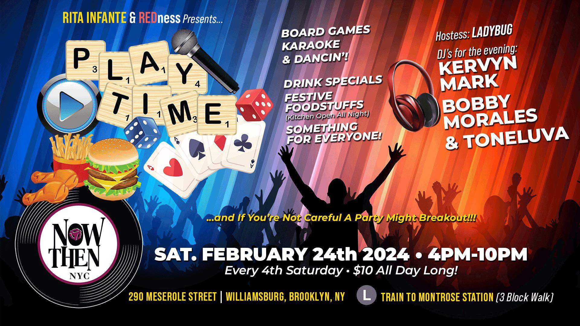 PLAYTIME: Music, Dance, Games, Karaoke, Food, Fun at Now & Then NYC, New  York City