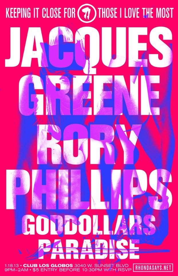 A Club Called Rhonda: Jacques Greene, Rory Phillips - フライヤー表