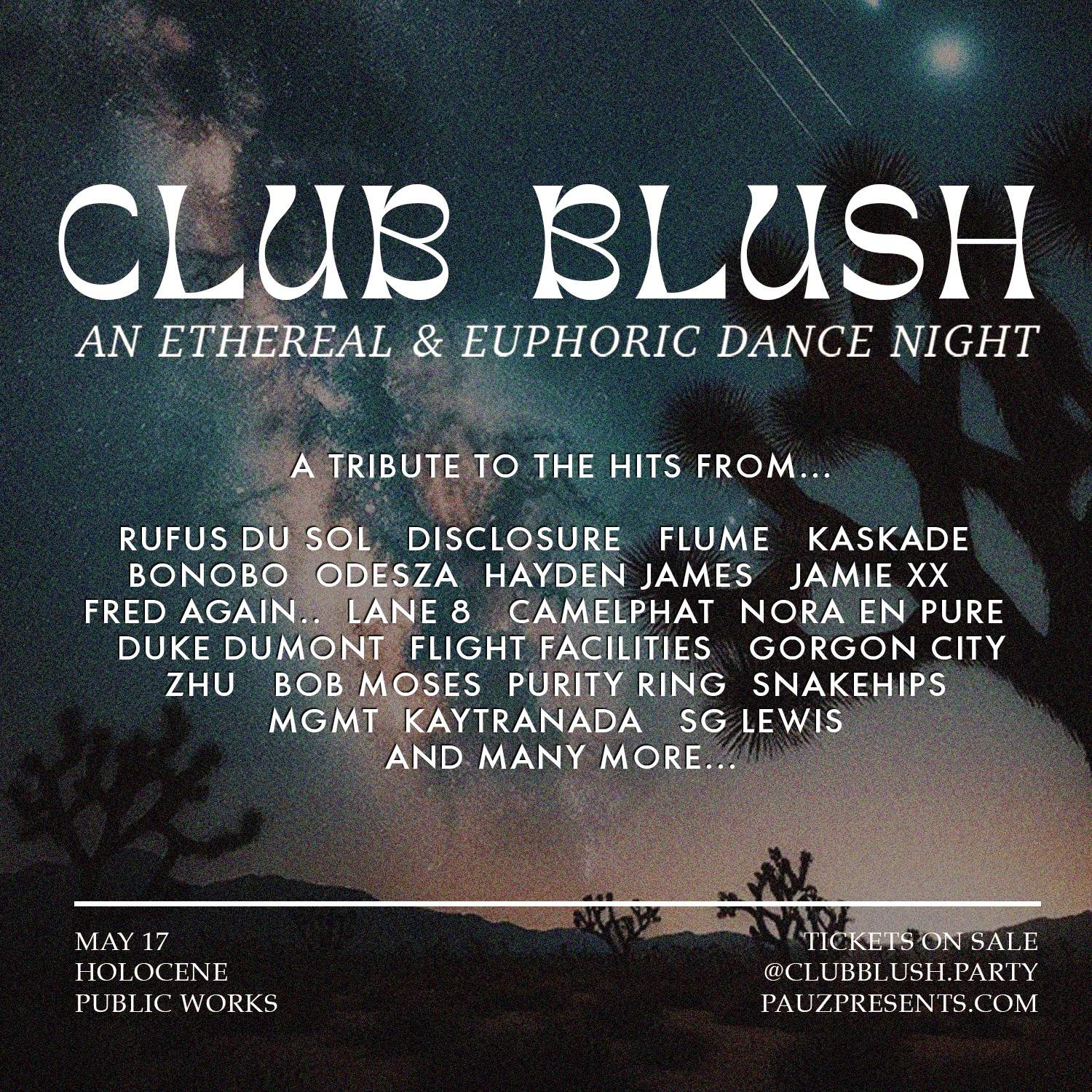 Club Blush - An Ethereal & Euphoric Dance Night - フライヤー表