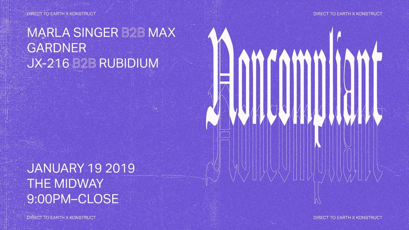 DTE x Konstruct POP UP with Noncompliant, Marla Singer, Max Gardner, JX-216, Rubidium - Página frontal