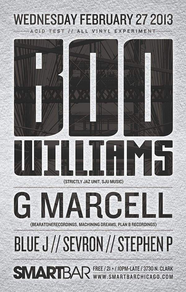 Acid Test: BOO Williams - G. Marcell - Blue J - Sevron - Stephen P - フライヤー表