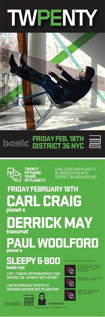 20 Years Planet E with Carl Craig, Derrick May, Paul Woolford - Página frontal