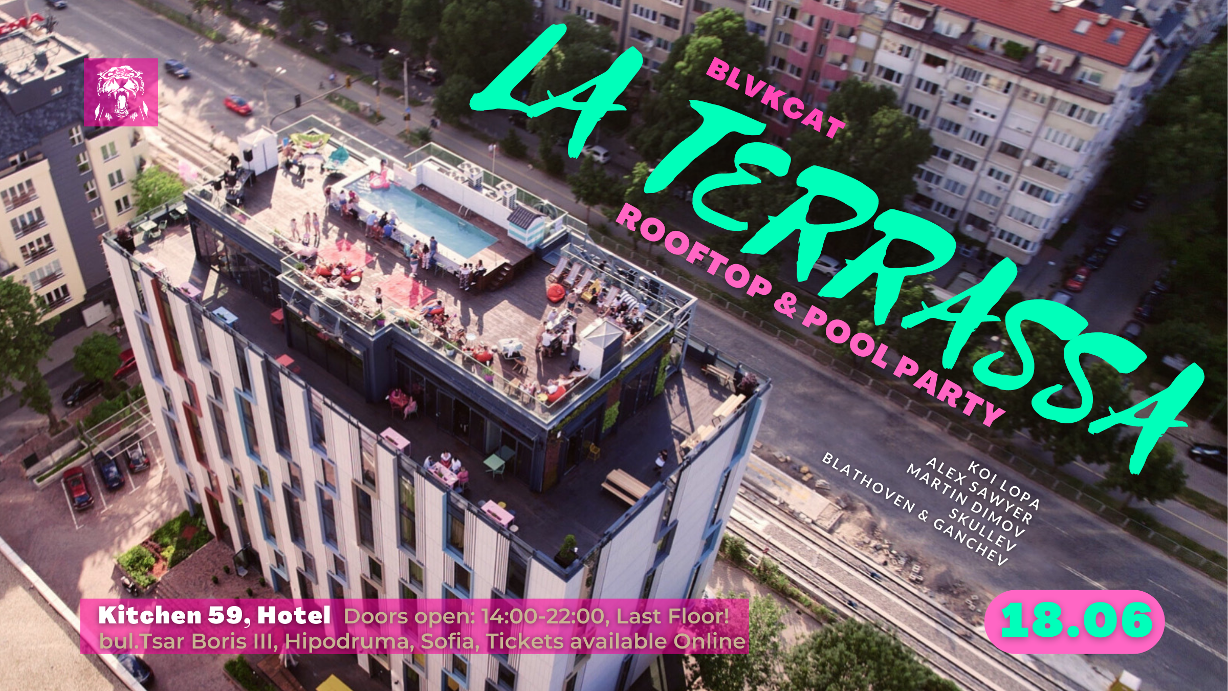 BLVKCAT pres. LA TERRASSA, Rooftop & pool party at Kitchen 59, Sofia