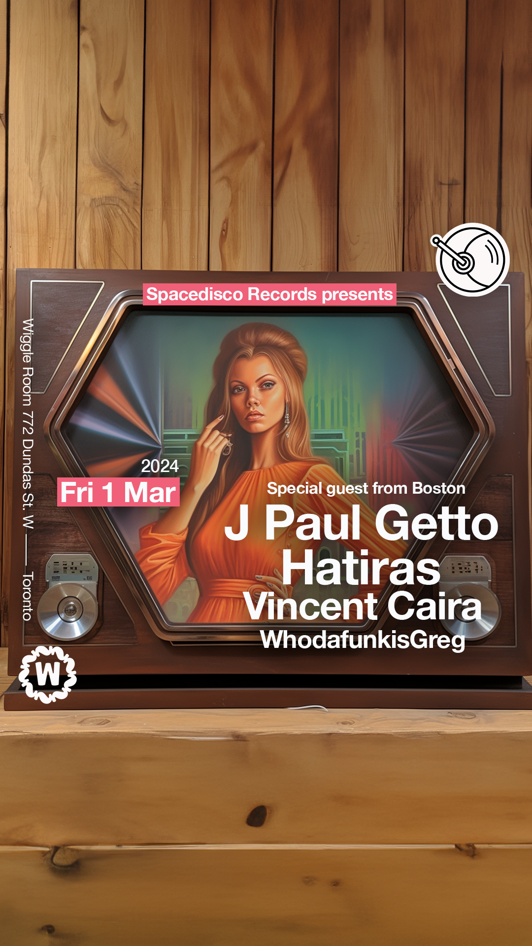 Spacedisco Records: J Paul Getto, Hatiras, Vincent Caira, Whodafunkisgreg - フライヤー表