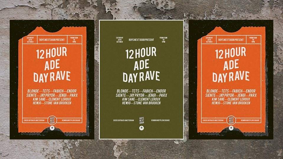 Boys Next Door 12 Hour Day Rave with Blonde, TCTS, Fabich, Endor, Just Kiddin, Jay Pryor - フライヤー表
