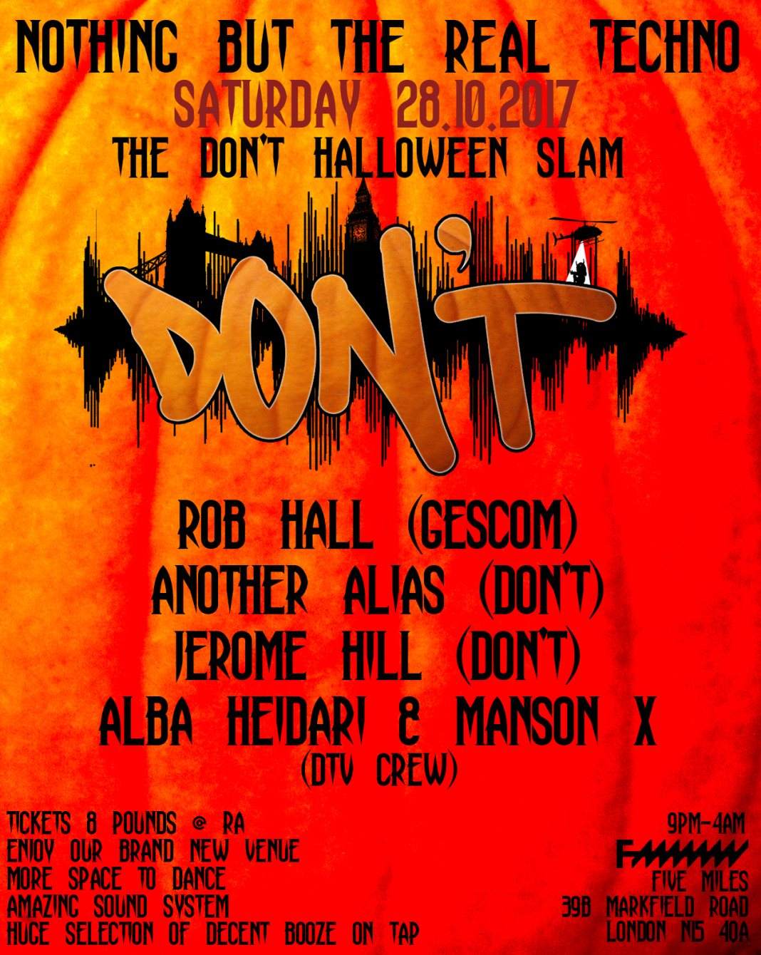 Don't: Halloween Real Techno with Rob Hall, jerome hill, Another Alias & DTV Crew - フライヤー表