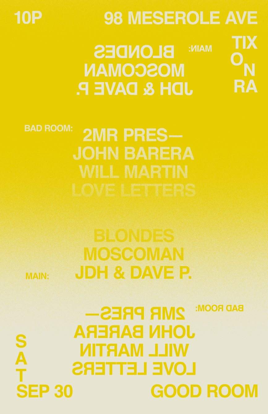 Blondes (Live) + Moscoman, JDH & Dave P, John Barera & Will Martin, Love Letters - Página frontal