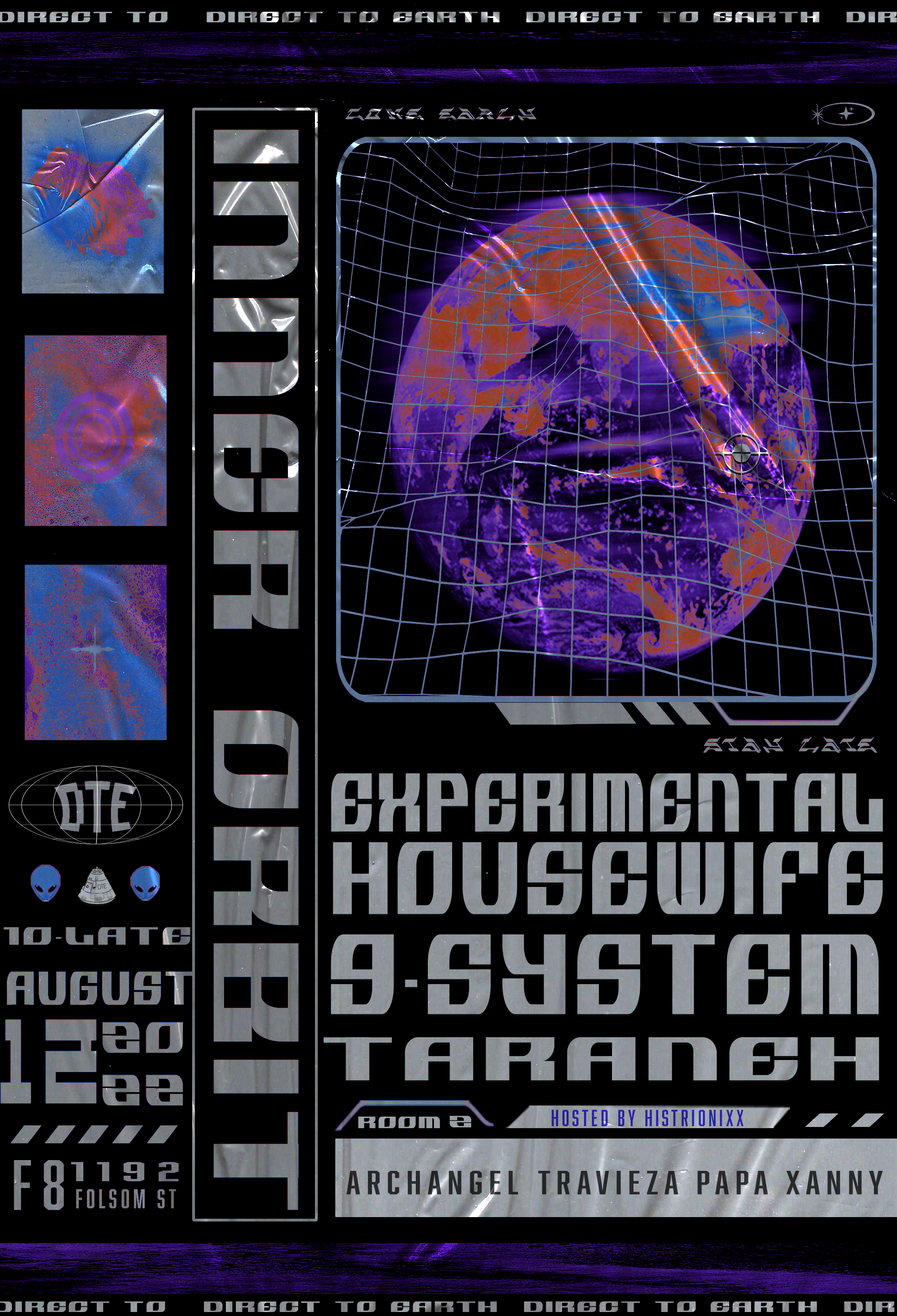 DTE presents Inner Orbit with Experimental Housewife, Histrionixx, 9-System and Tareneh - Página frontal