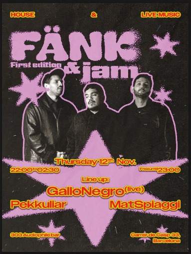 FÄNK & JAM #01 at 303 — Gallo Negro (Live Band) / pekkuliar / Mat ...