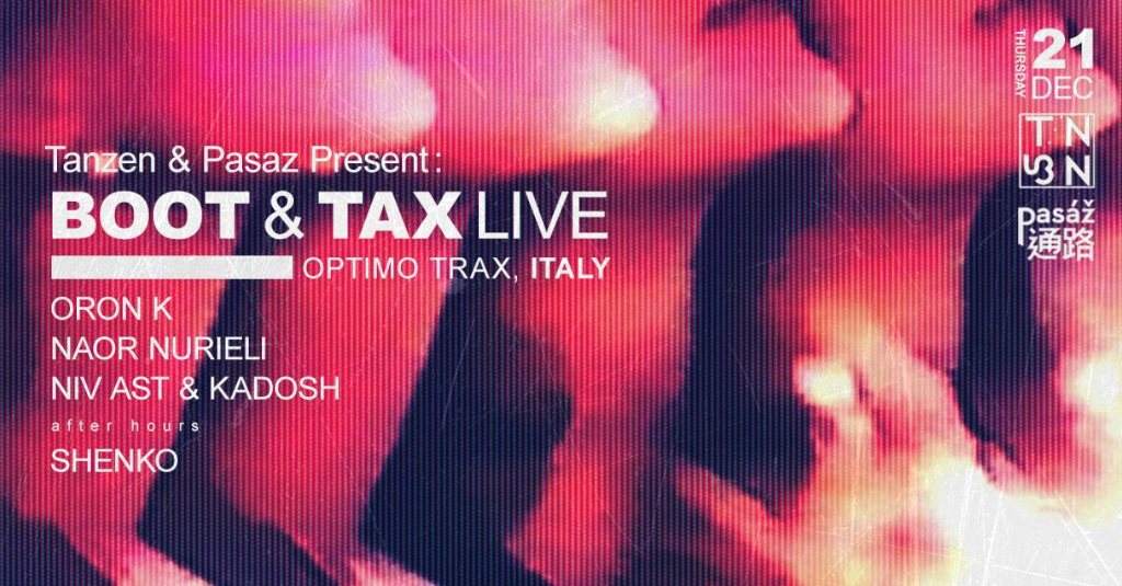 Tanzen & Pasáž present: Boot & Tax (Optimo Trax, Italy) - Página frontal