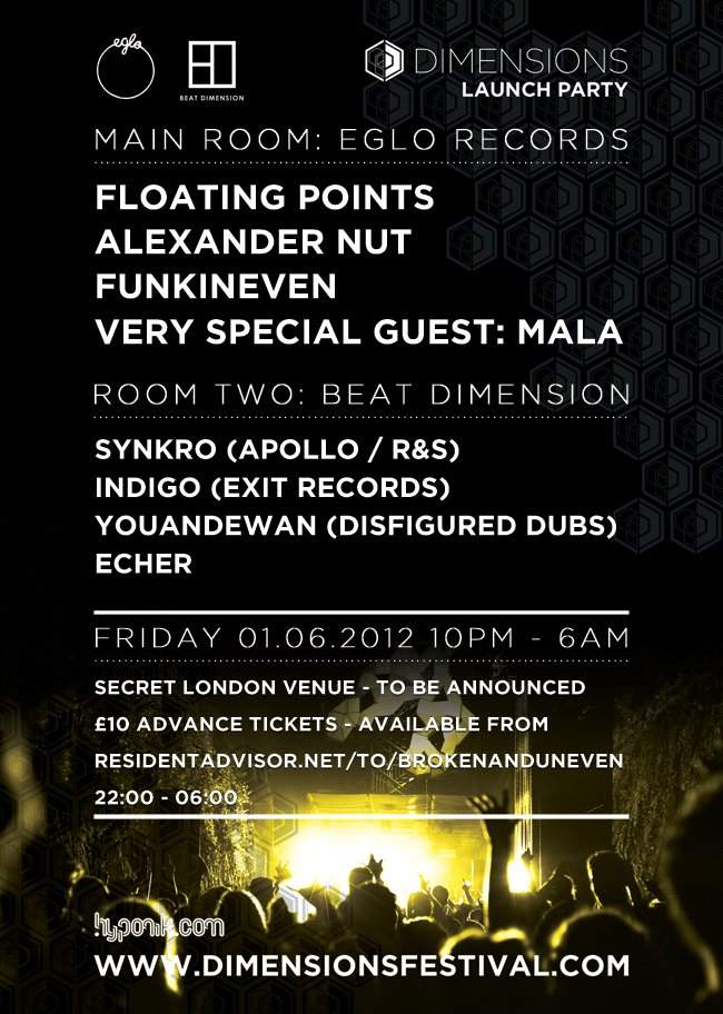 Dimensions Festival Launch with Floating Points, Mala, Alexander Nut - フライヤー表
