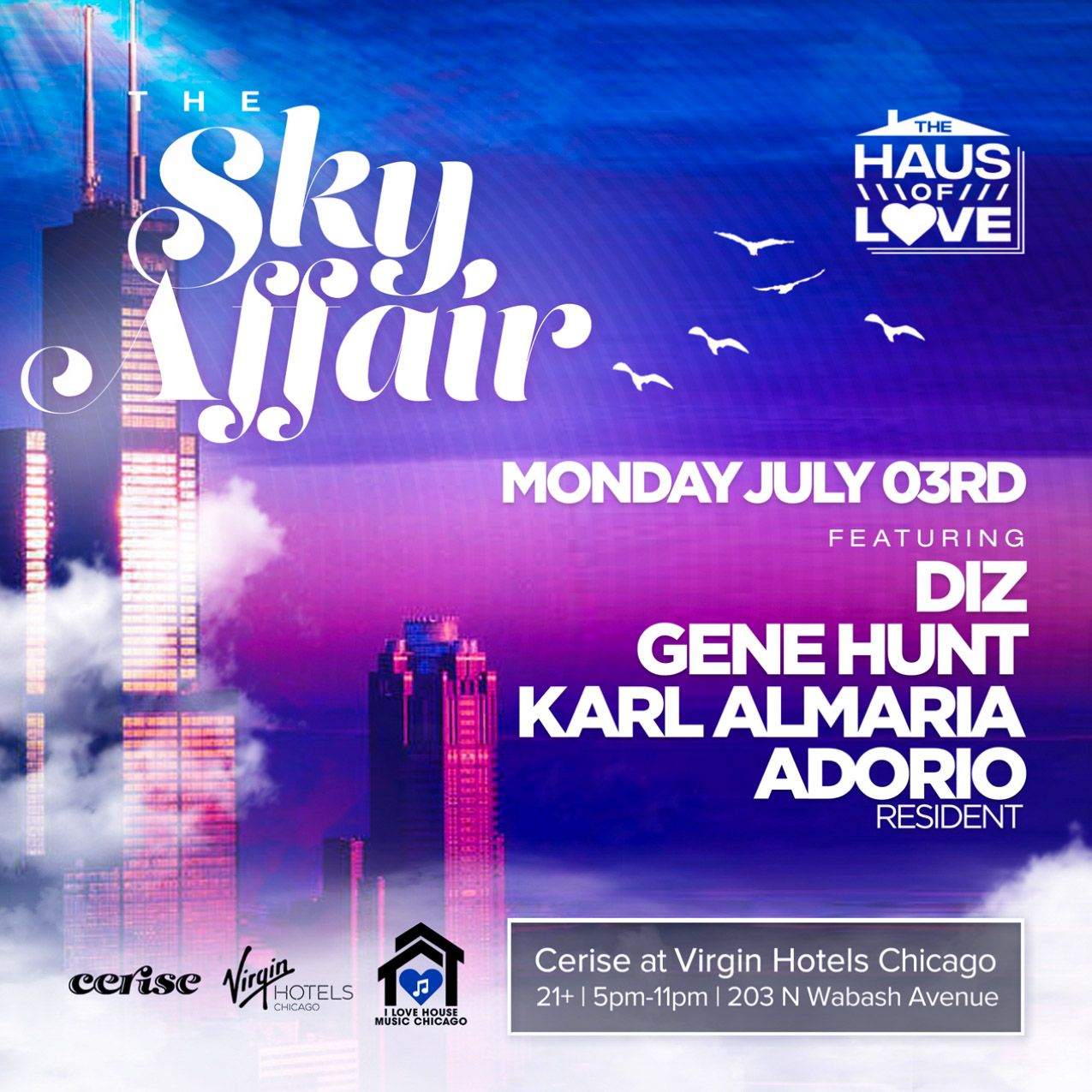 The Sky Affair Rooftop at Virgin Hotels. House Music - フライヤー表