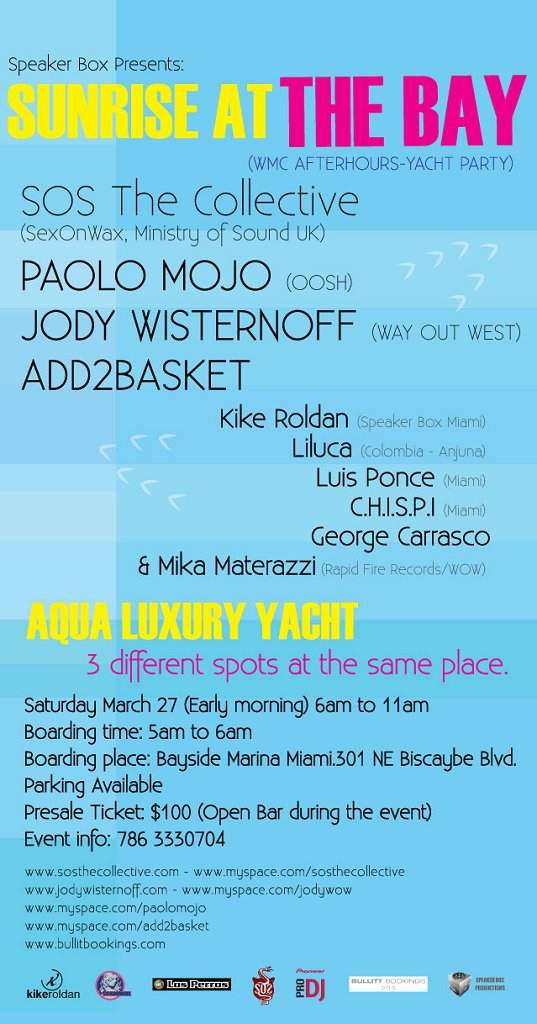 Sos The Collective, Paolo Mojo, Jody Wisternoff, Add2basket - Wmc Afterhours Yacht Party - Página frontal