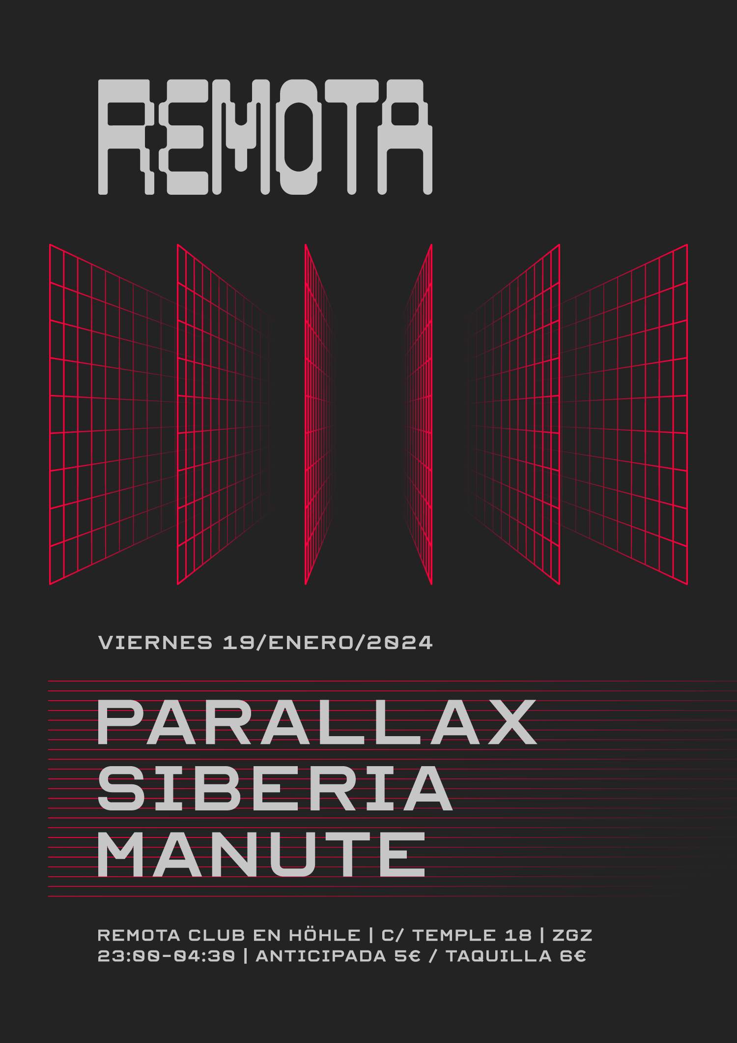 Remota Club / Parallax, Siberia, Manute - フライヤー表