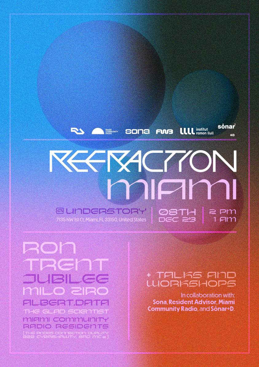 Refraction Miami with Ron Trent, Jubilee, Milo Ziro, and Miami Community Radio  - フライヤー表