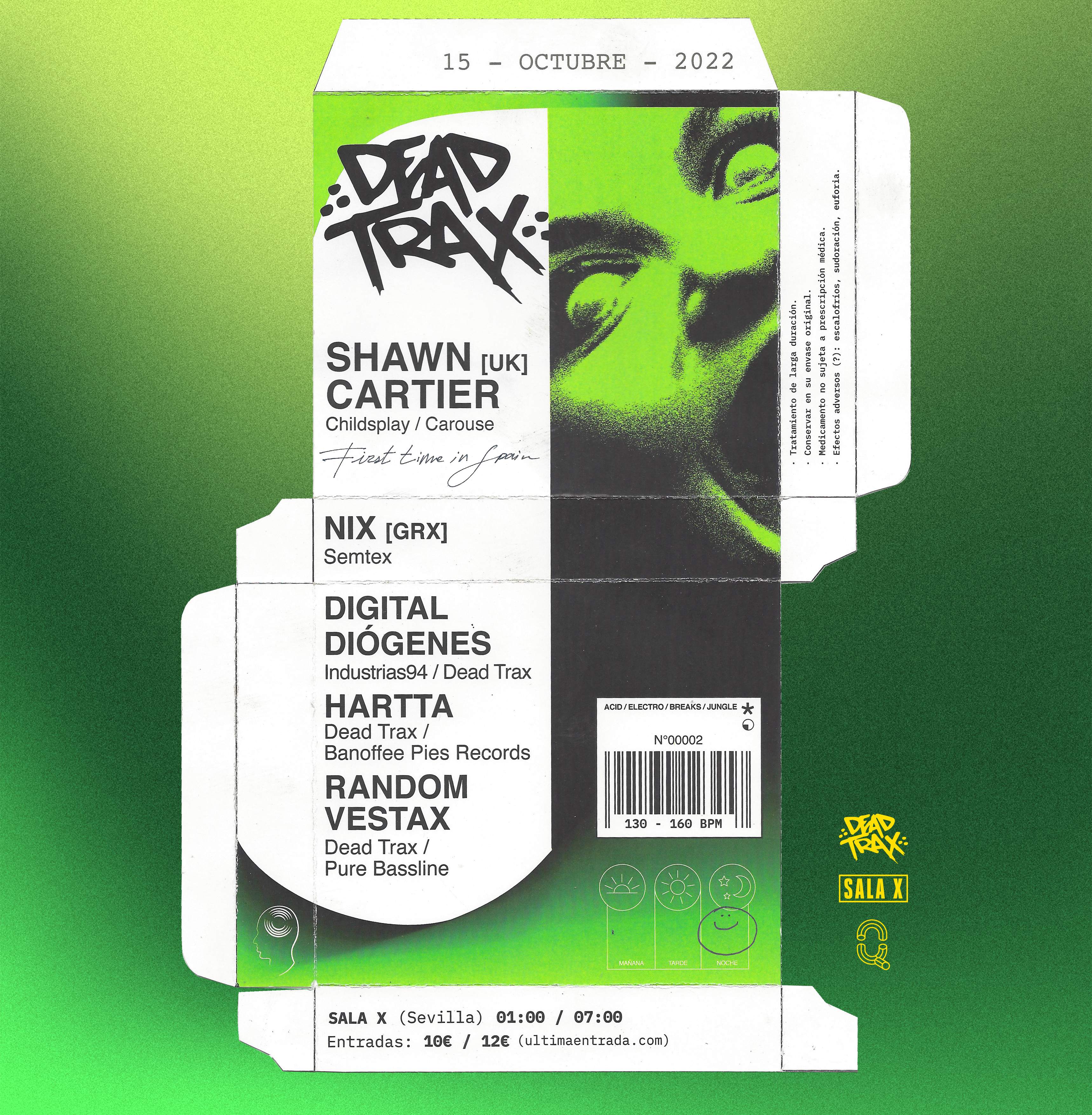 Dead Trax · Shawn Cartier, Nix, Digital Diógenes, Hartta, Random Vestax - Página frontal
