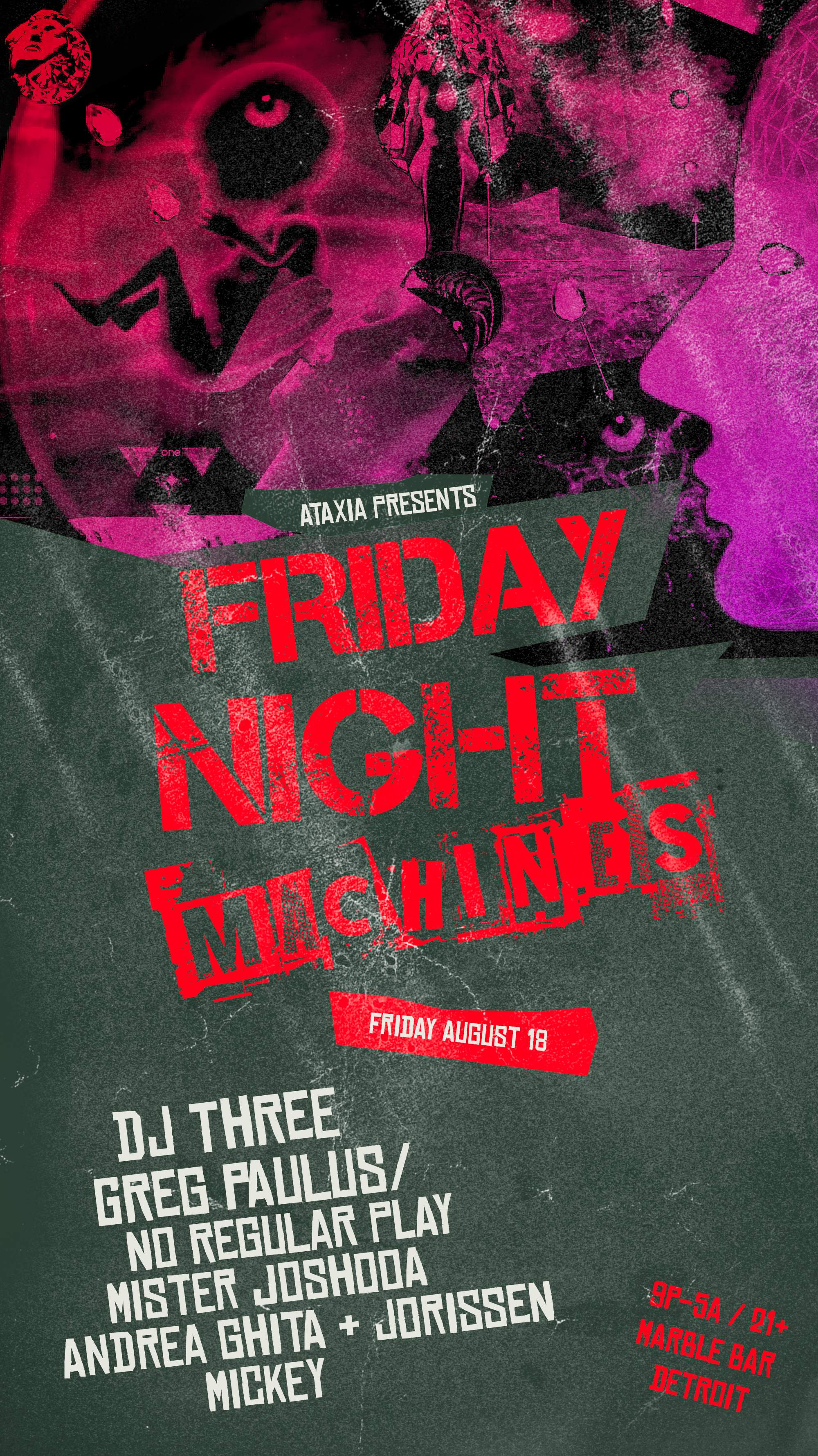 Friday Night Machines with DJ Three and No Regular Play - フライヤー表