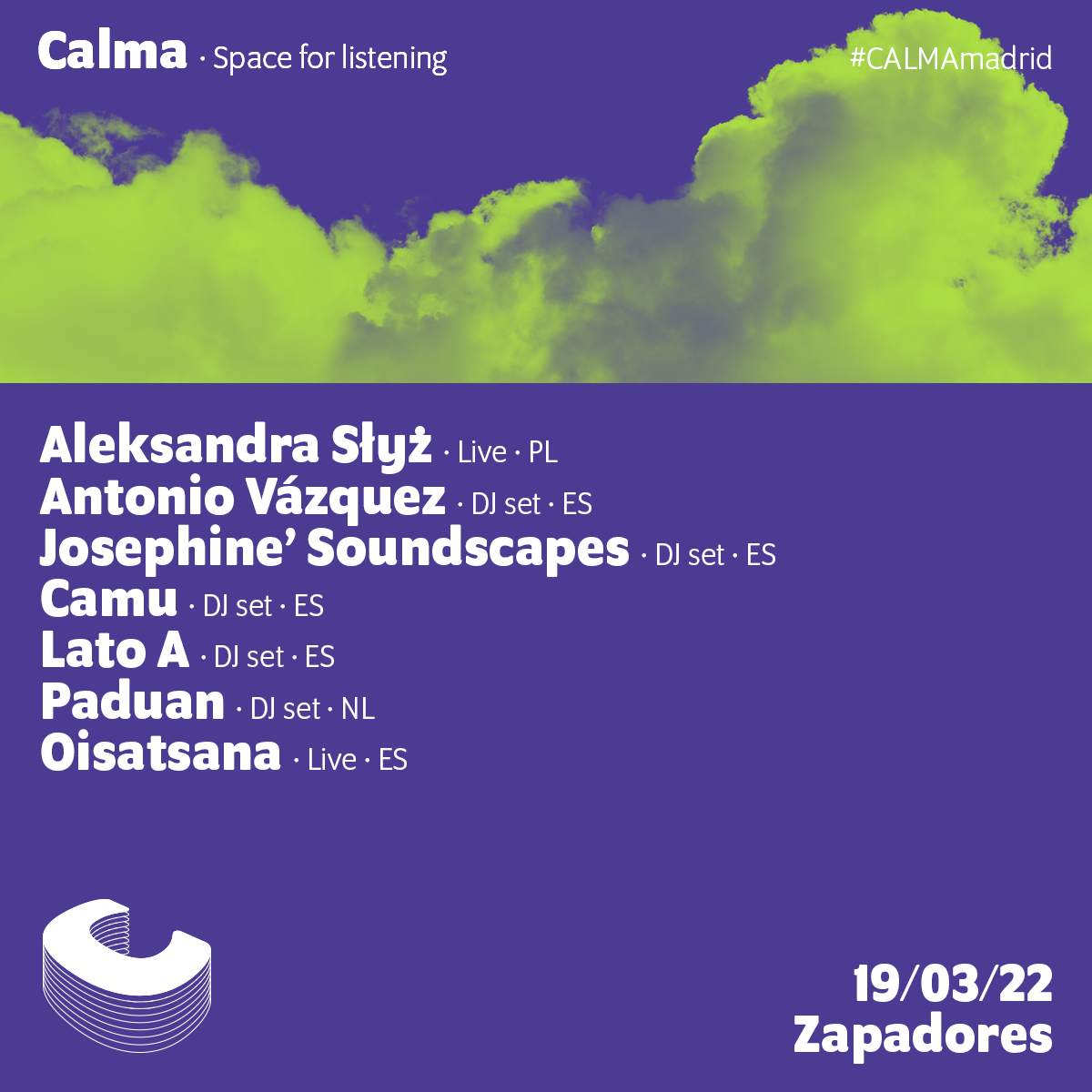 CALMA - Space for listening - フライヤー表