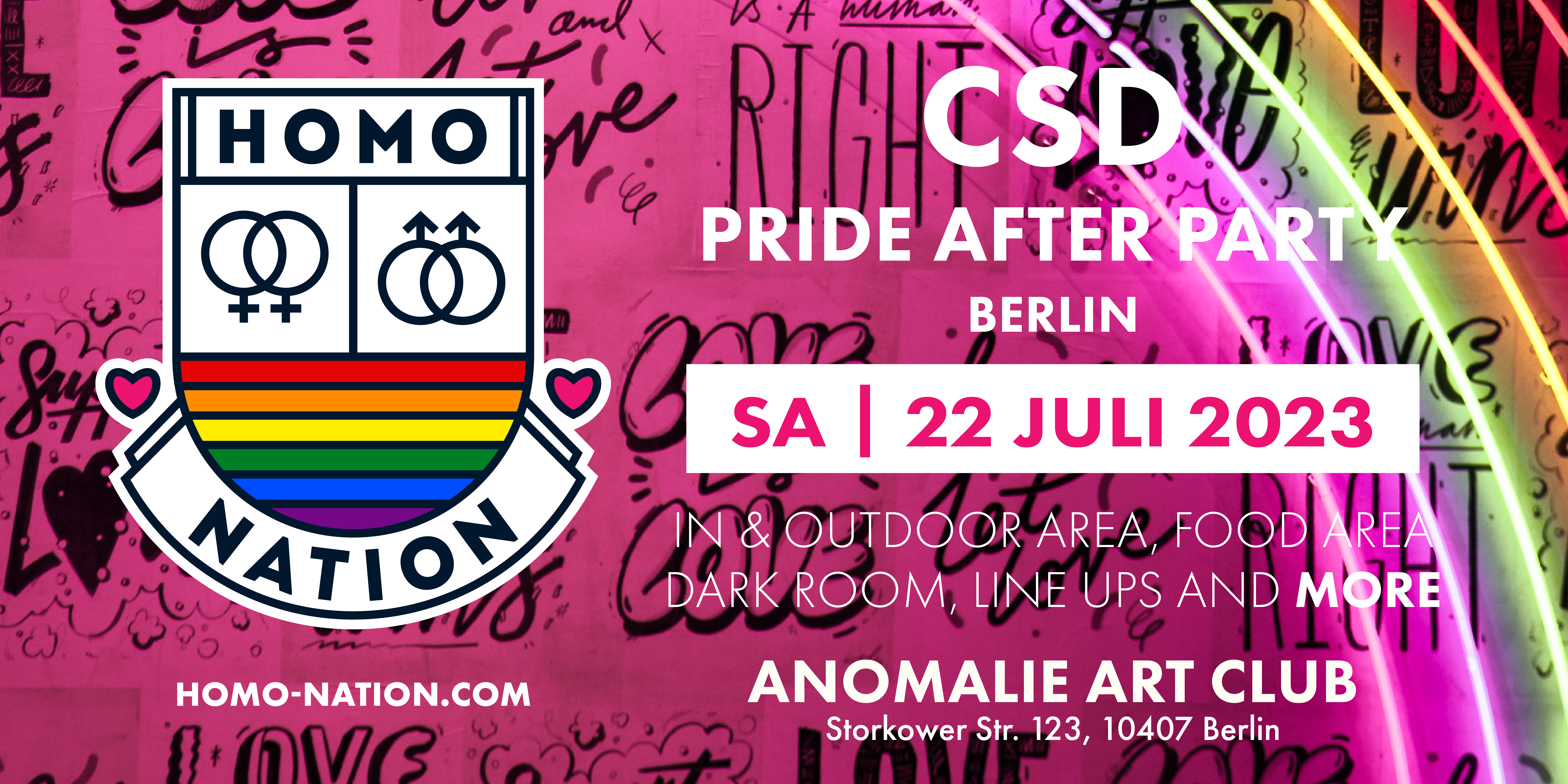 TONIGHT x Homo Nation - CSD After Party - In & Outdoor - Anomalie Art Club - フライヤー表